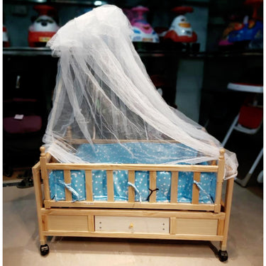 Baby Woodeb Bed With Swing - Imported - Light Wood